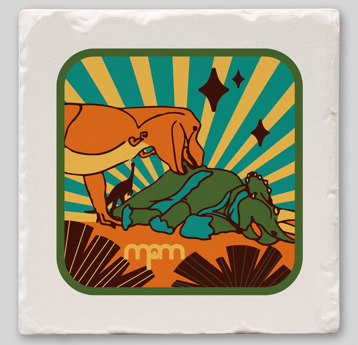 Hell Creek Dinos Tile Coaster