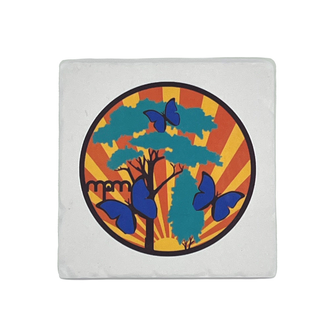 Rainforest & Butterflies Tile Coaster